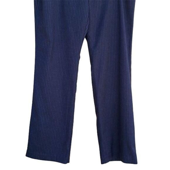 Worthington Modern Fit Pant High-rise Straight Leg Gray Striped Navy Sz 18 - Picture 5 of 8